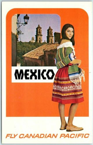 Vintage Canadian Pacific Air Lines Advertising Postcard " Mexico " C1967