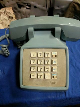Vintage Traditional 100 At&t Push Button Phone Light Blue