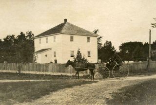J223 Vtg Photo Horse & Carriage,  House Fenceline,  Ohio C Early 1900 