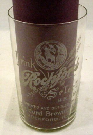 Pre Prohibition Etched Beer Glass Rockford Brewing Company Rockford Illinois