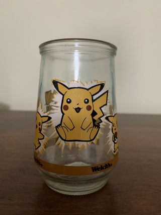 Pokemon Welch ' s Glass Jelly Jar 25 Pikachu Collectible 1999 Nintendo 2