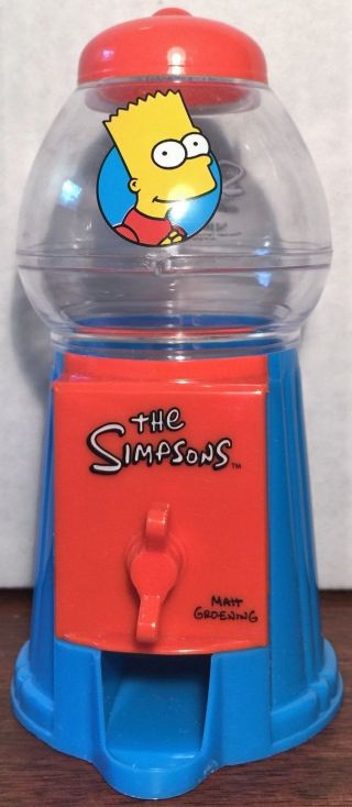 The Simpsons Bart Bubble Gum Machine 2000 Rinco Very Rare W/ Plastic