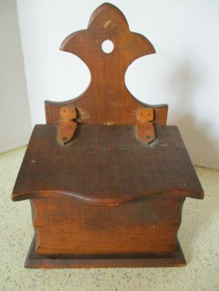 Vintage Wood Salt Box,  Hand - Made By " Tidewater Crafters ",  Leather Hinges,  Hangs