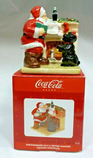 Coca - Cola Coke Earthenware Salt & Pepper Shakers - Holiday Portraits - Lnib