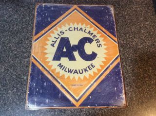 Allis Chalmers Logo Tractor Farm Plow Distressed Retro Vintage Metal Tin Sign