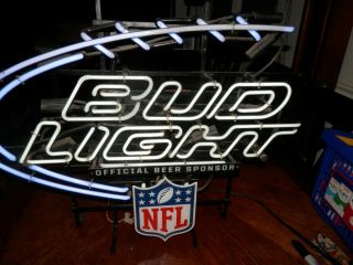 Bud Light Beer Nfl Football Neon Light Up Sign Daytona Beach Bar Display