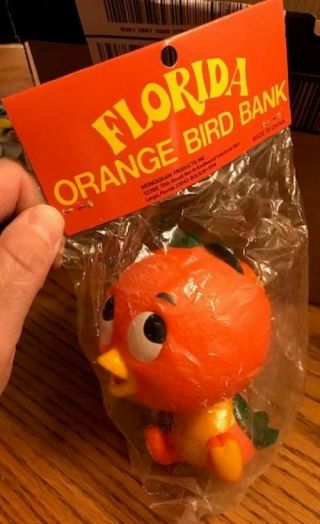 Vintage Florida Orange Bird Plastic Bank 5 ",  Walt Disney Productions -