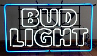 Authentic Bud Light (anheuser - Busch) Iconic Glass Neon Sign -