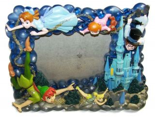 Walt Disney Parks Character Picture Frame Peter Pan Tinkerbell Wendy Castle - To1