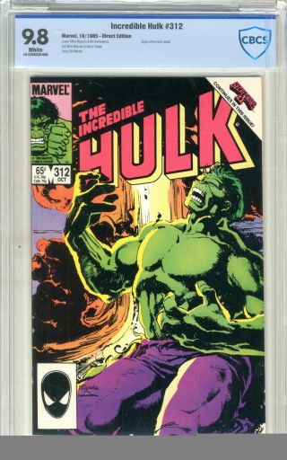 Incredible Hulk 312 Cbcs 9.  8 Nmmt White Pgs 10/85 Origin Of Hulk Retold.
