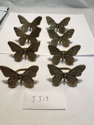 Set Of 8 Lovely Vintage Brass Butterfly Napkin Rings