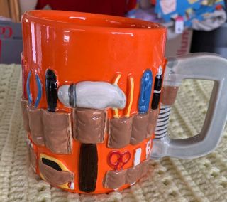 Home Depot Tool Belt Orange Large Coffee Mug Cup 2012 Mr.  Christmas 4.  5 " Tall