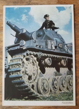 Ww2 German Tank Postcard " Panzer Shutze " Unmailed