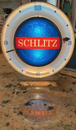 1961 Schlitz Bar Display Clock Form 31 Version Motion Water Shimmer Spinning