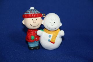 Hallmark Christmas Ornament The Peanuts Gang Charlie Brown & Snowman 1993 Nib