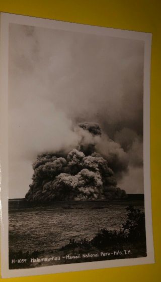 Vintage Rppc: " Halemaumau - Hnp " - Hilo T.  H Erupting Volcano - H - 1059