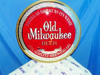 Old Milwaukee Beer Jos.  Schlitz Brewing Co.  Glass Curved Dome Beer Sign