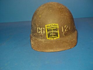 Vintage Bethlehem Steel Gard " Hard Boiled " Fiberglass Hard Hat W/liner