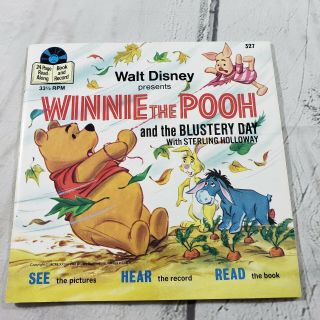 Walt Disney Book And Record Winnie The Pooh And The Blustery Day With Sterling.