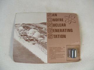 Vintage Simulated Nuclear Pellet Uranium Card San Onofre Nuclear Generating