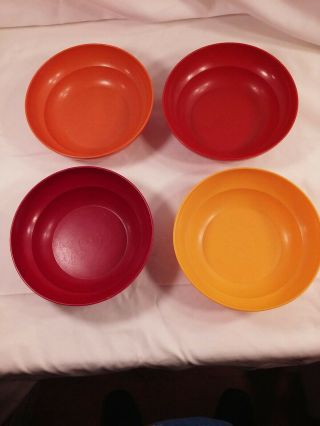 Set Of 4 Vintage Tupperware Cereal Bowls 155 Fall Harvest Colors
