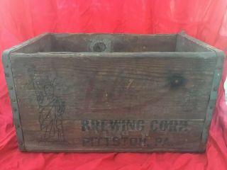 Vtg Liberty Brewing Company Beer Wood Crate Wooden Box Bottles Ale Pittston Pa