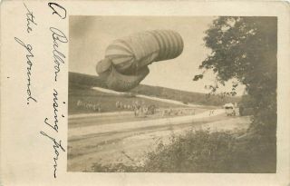 Wwi Era Rppc Postcard; Odd Shape Balloon Rising From Ground,  Us Military? France
