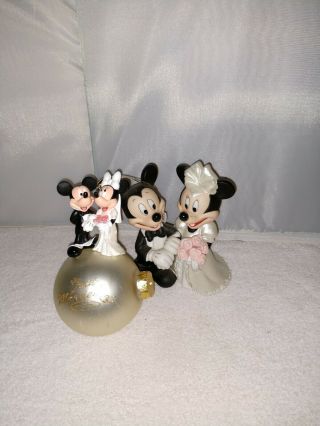 Disney Mickey & Minnie Wedding Figurine Bride And Groom Cake Topper & Ornament