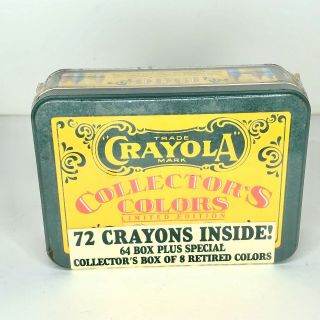 Vintage Crayola Collectors Colors Limited Edition,  Tin With Crayons,  1991