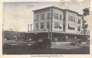E6/ Woodsville Hampshire Nh Postcard 1926 B&m Railroad Depot Station 17