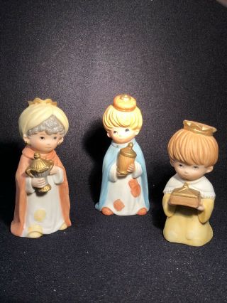 Vtg Homco Nativity Set Of 3 Wise Men Porcelain Bisque We Three Kings Figurines