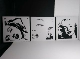 Marylin Monroe Wall Decor Art Printing Black & Wht 11x11x1/8 Gift Set Of 3 Hndmd