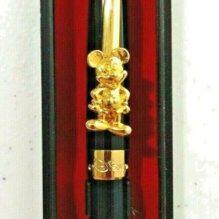 Vtg Disney Mickey Mouse Executive Ballpoint Pen Black Gold Clip Engraved Cap Rex