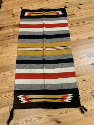 Vintage Native American Rug Vivid Geometric