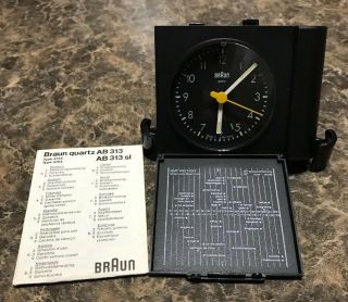 Vtg 90s Braun Travel Alarm Clock 4784 Ab 313 Sl D.  Lubs Rams Germany Modernist