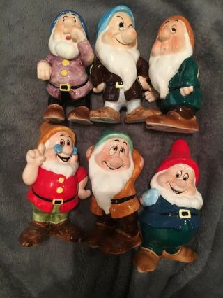 Vintage Disney Snow White And Seven (6) Dwarfs Figurines,  Towel Set,  Gift Bags
