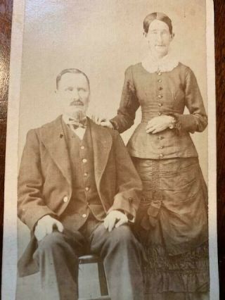 Antique Cdv Photo Victorian Man & Woman Missing Finger Odd Hand