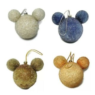 Disney Mickey Mouse Sparkle Christmas Ornaments Set Of 4