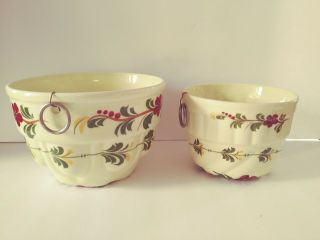 2 Vintage Ceramic / Porcelain Jello Molds,  Italy,  Floral Yellow Hand Painted