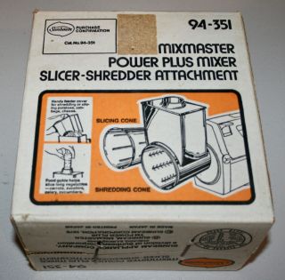 Vintage Sunbeam 94 - 351 Slicer - Shredder Attachment For Mixmaster 1 - 150/161/163