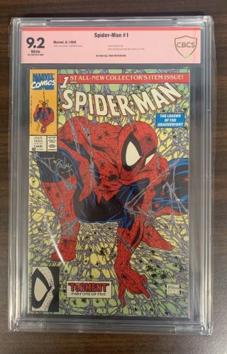 Spider - Man 1 (1990) 9.  2 Cbcs Signed Mc Farlane Green Edition Spider Stamp