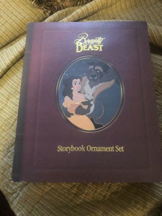 Disney Storybook Christmas Ornament Set Beauty And The Beast With Book Box
