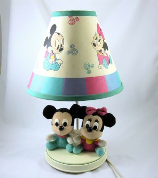Disney Babies Nursery Lamp Baby Minnie Mickey Mouse Vintage 1980s Plush Light