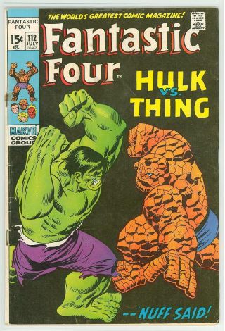 Fantastic Four 112 4.  0 4.  5 Hulk Vs Thing White Pages Glossy Cover Rc