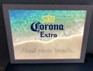 (l@@k) Corona Beer 3d Light Up Motion Moving Water Beach Light Up Sign Rare Mib