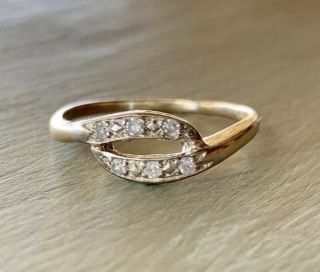 Vintage Diamond Bypass Ring 14k Gold,  Size 8.  5