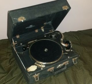 Antique Grinnell Suitcase Portable Victrola Record Player