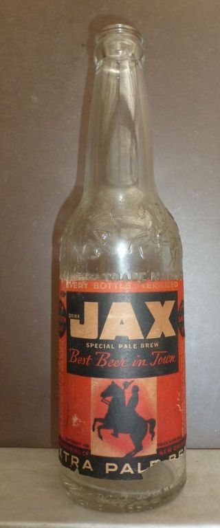 Louisiana Beer Bottle - Jax - Orleans - Embossed - Label - 1930s