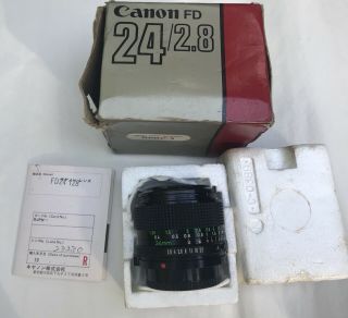 Vintage Canon Fd 24mm F2.  8 Lens