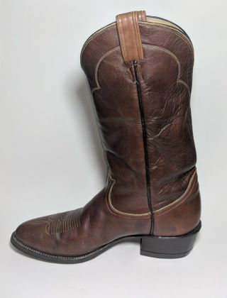 Tony Lama Vtg Cowboy Western Boots 5084 Deerlite Brown Marbled Leather Mens 9.  5